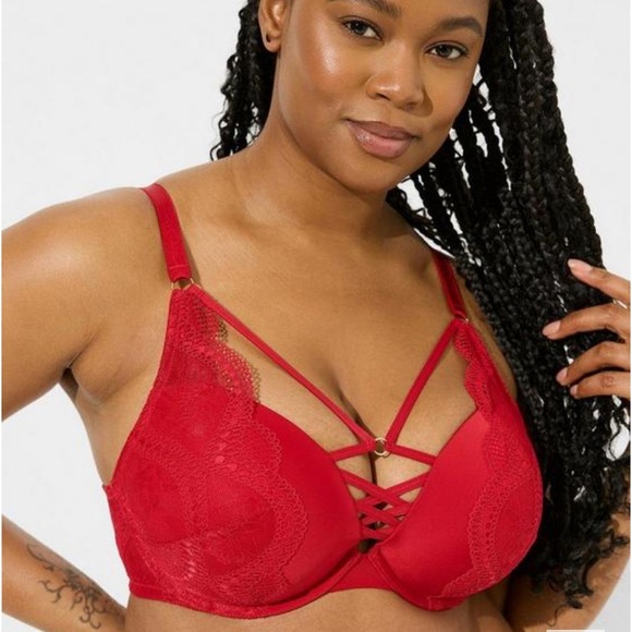 Torrid XO Boost Plunge Push-Up Bra Size 46C Red - Picture 13 of 14